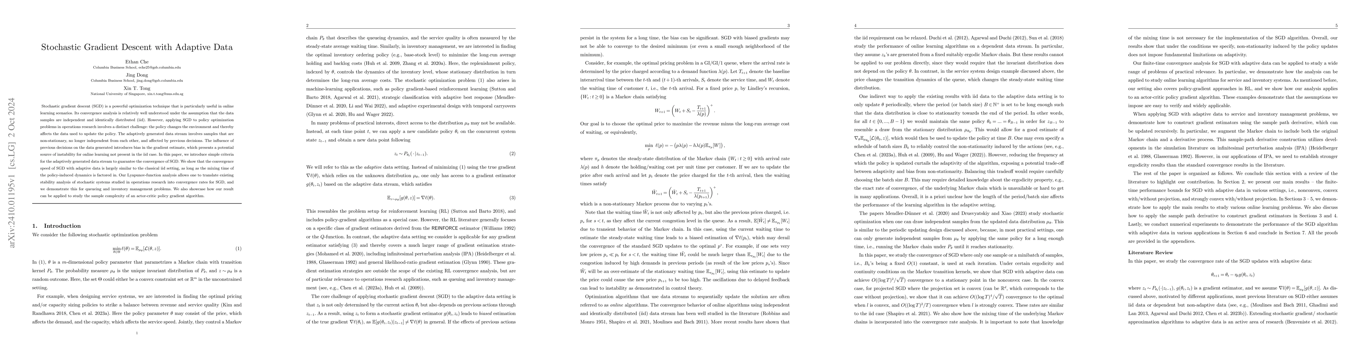 Thumbnail for Stochastic Gradient Descent with Adaptive Data
