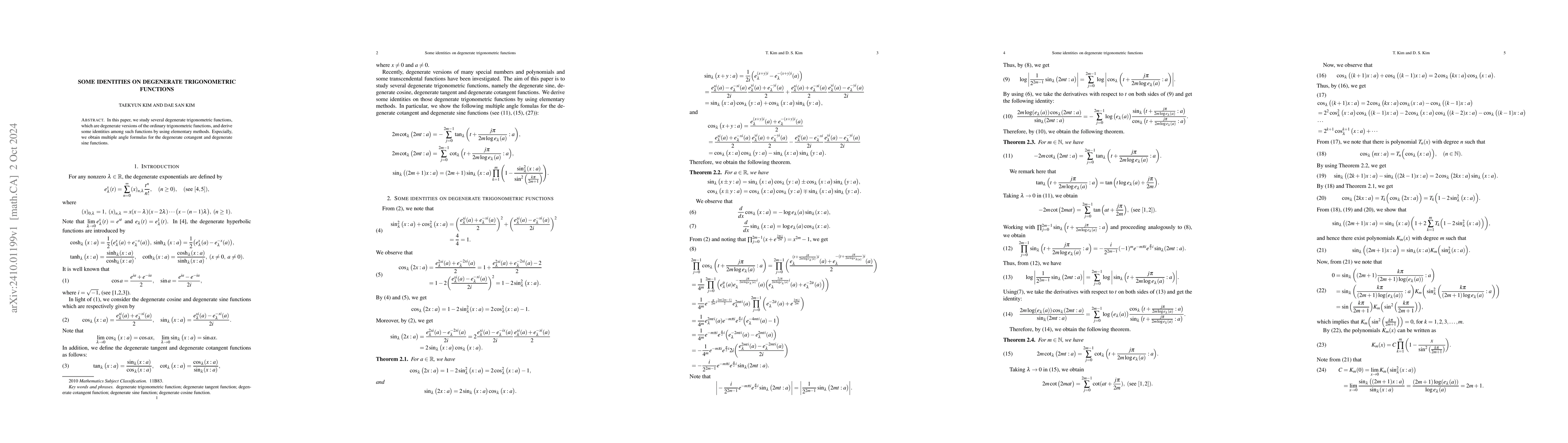 Thumbnail for Some identities on degenerate trigonometric functions