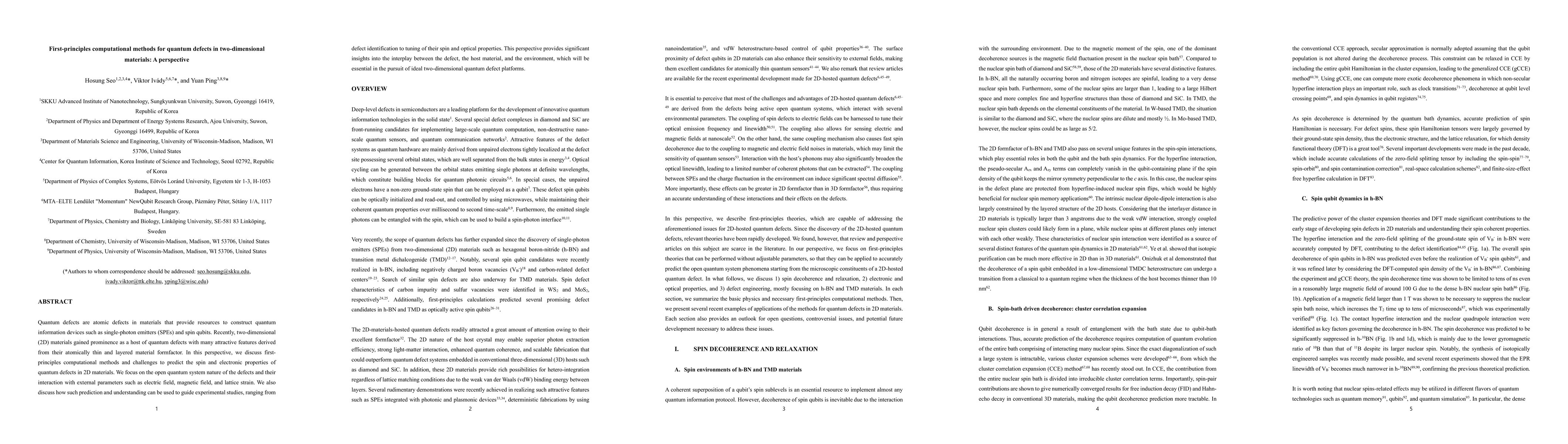 Thumbnail for First-principles computational methods for quantum defects in
  two-dimensional materials: A perspective