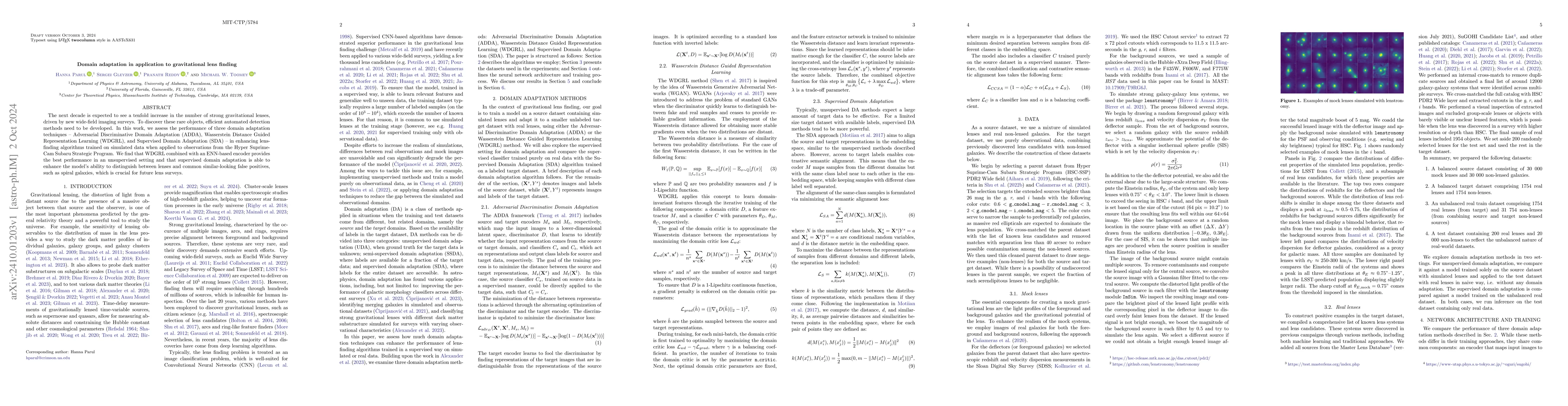 Thumbnail for Domain adaptation in application to gravitational lens finding