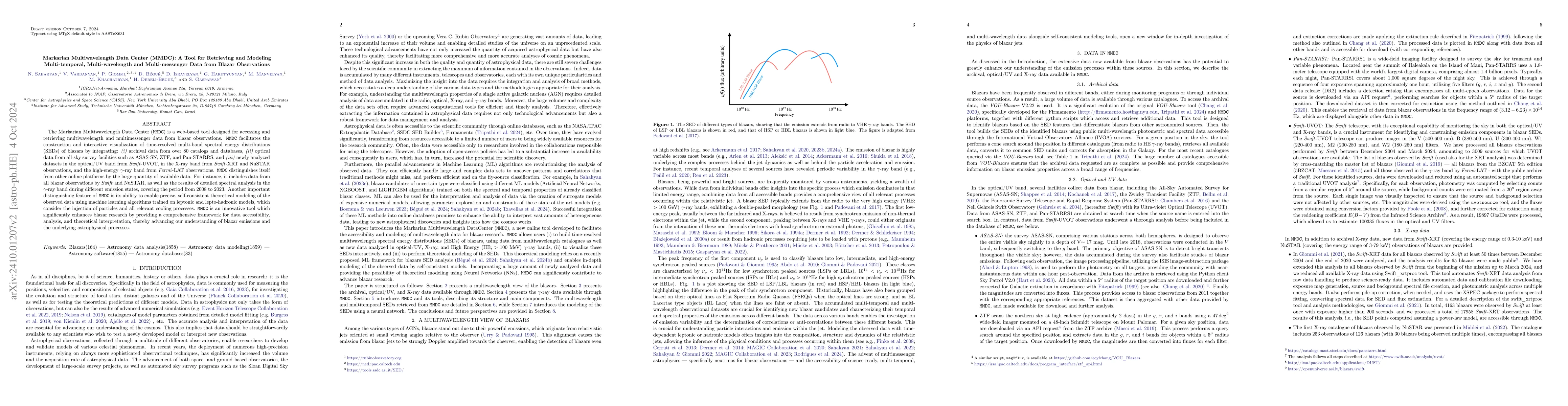 Thumbnail for Markarian Multiwavelength Data Center (MMDC): A Tool for Retrieving and
  Modeling Multi-temporal, Multi-wavelength and Multi-messenger Data from
  Blazar Observations