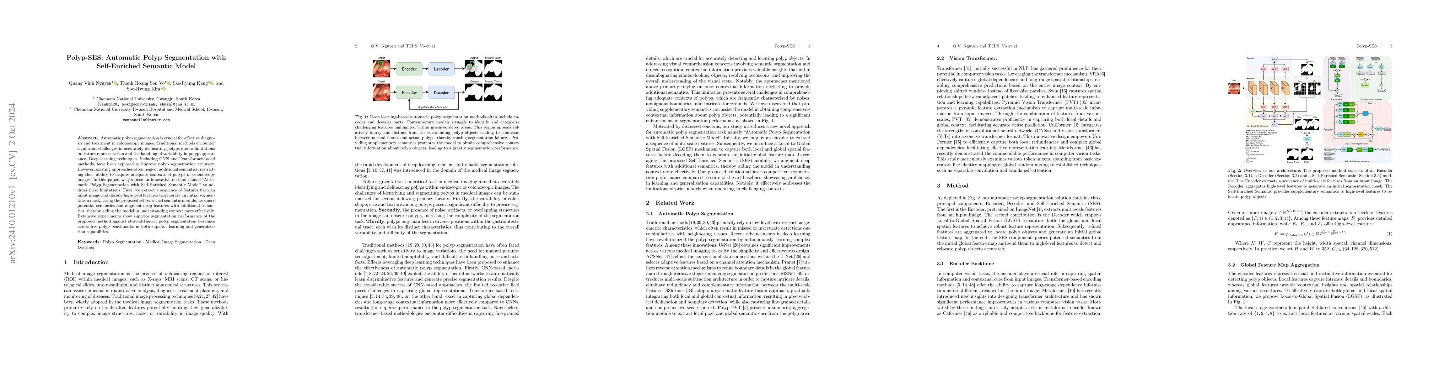 Thumbnail for Polyp-SES: Automatic Polyp Segmentation with Self-Enriched Semantic
  Model