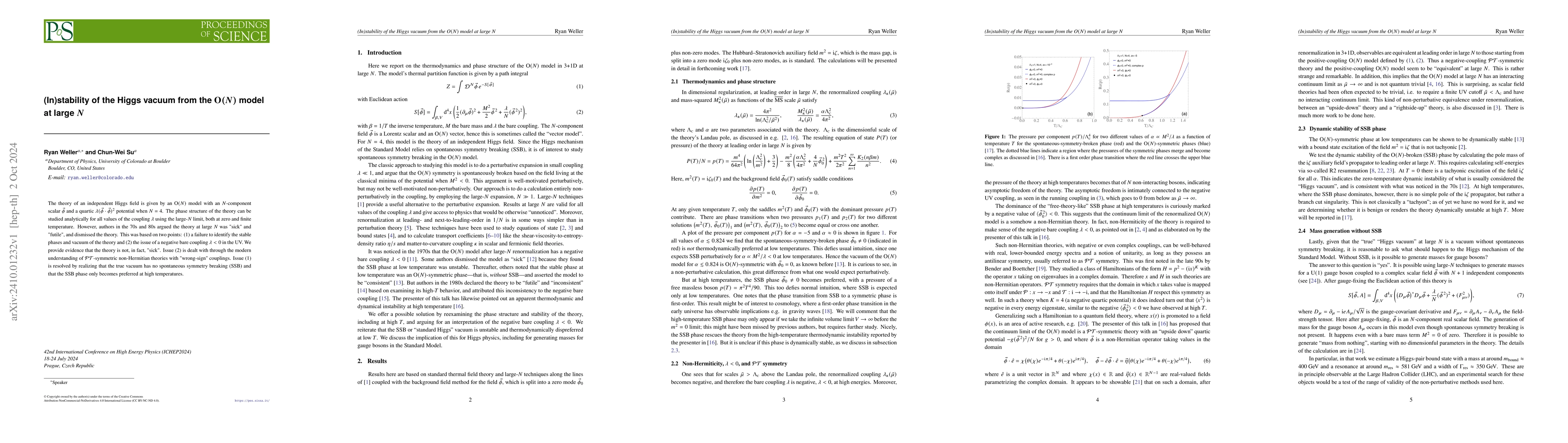 Thumbnail for (In)stability of the Higgs vacuum from the $\textrm{O}(N)$ model at
  large $N$