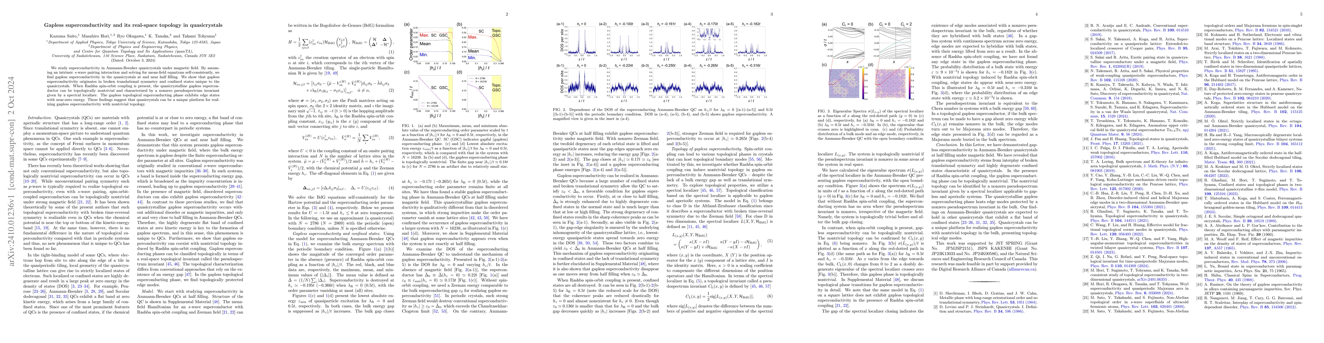 Thumbnail for Gapless superconductivity and its real-space topology in quasicrystals