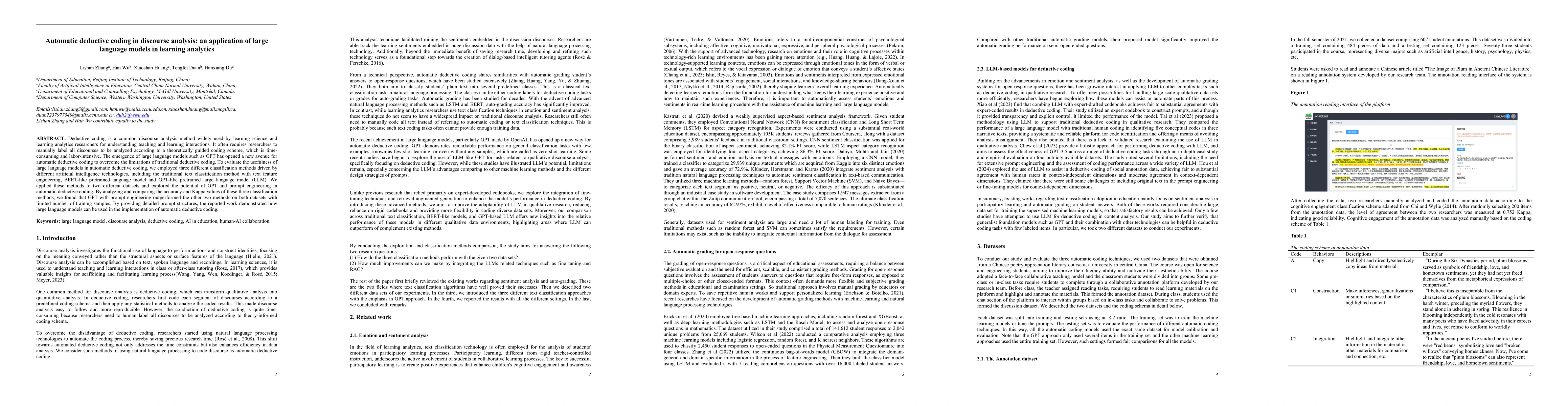 Thumbnail for Automatic deductive coding in discourse analysis: an application of
  large language models in learning analytics