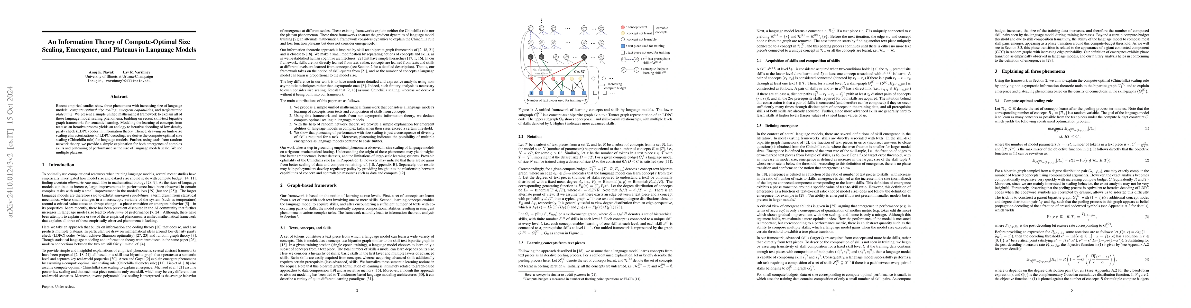 Thumbnail for An Information Theory of Compute-Optimal Size Scaling, Emergence, and
  Plateaus in Language Models