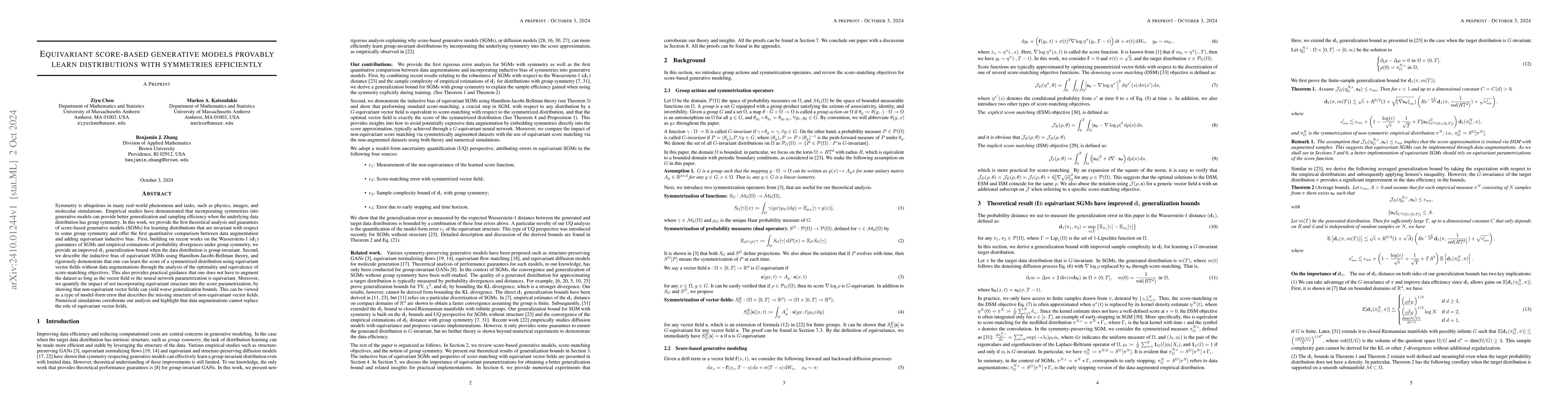Thumbnail for Equivariant score-based generative models provably learn distributions
  with symmetries efficiently