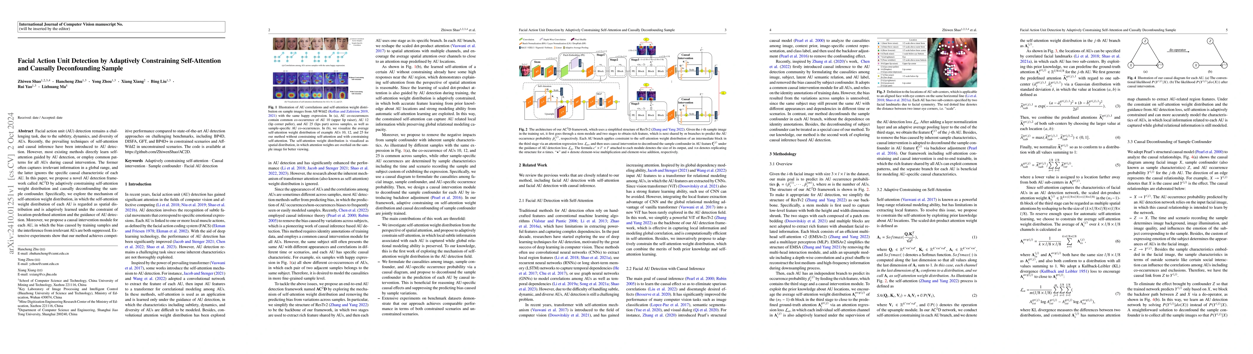 Thumbnail for Facial Action Unit Detection by Adaptively Constraining Self-Attention
  and Causally Deconfounding Sample