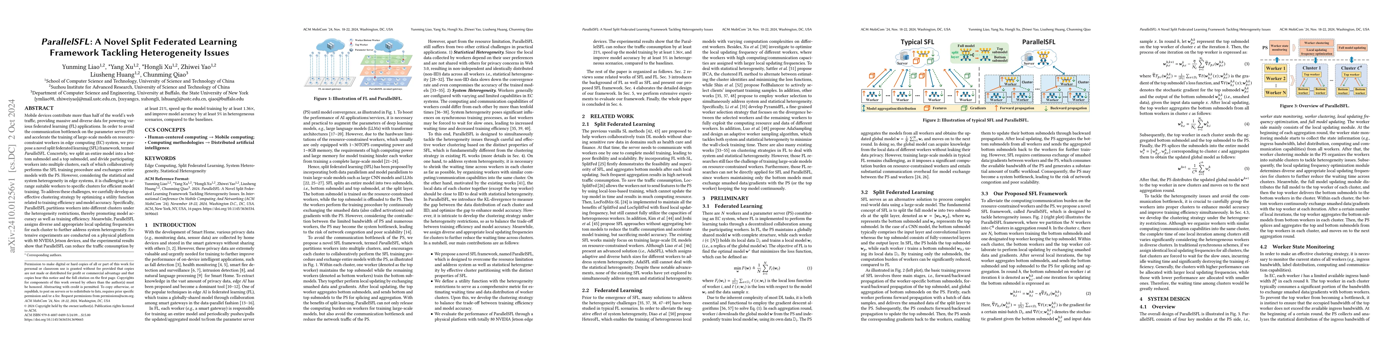 Thumbnail for ParallelSFL: A Novel Split Federated Learning Framework Tackling
  Heterogeneity Issues