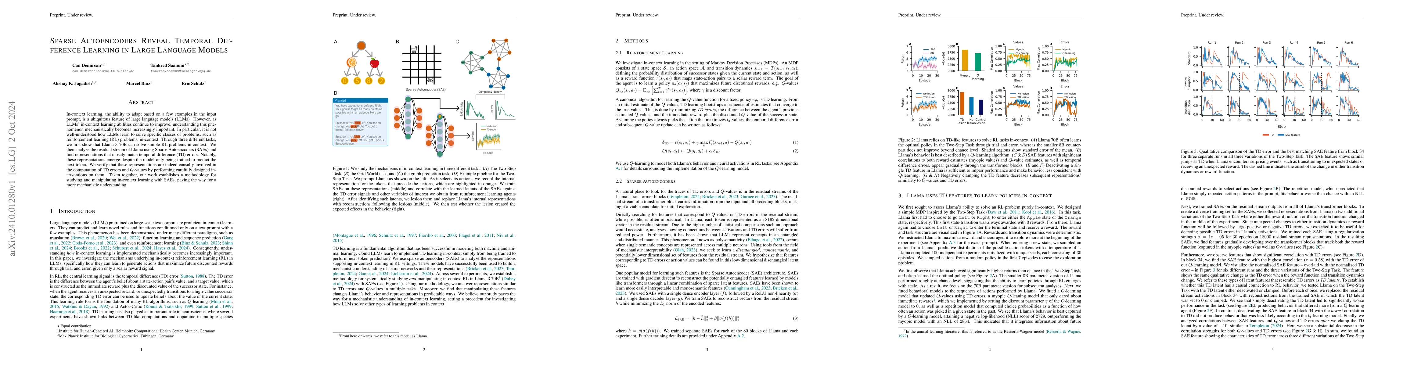 Thumbnail for Sparse Autoencoders Reveal Temporal Difference Learning in Large
  Language Models