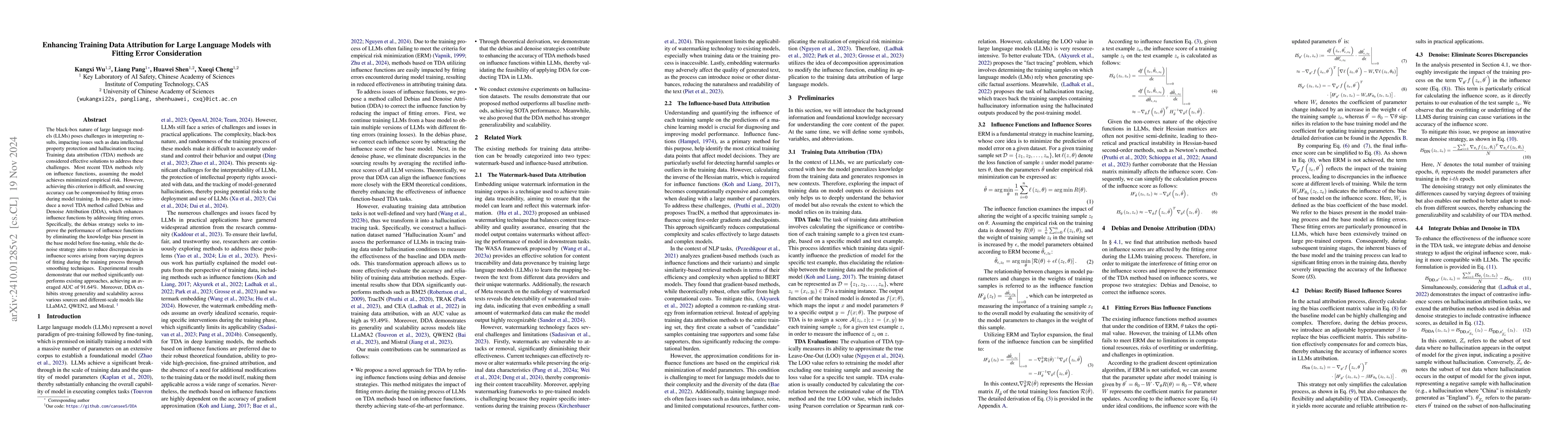 Thumbnail for Enhancing Training Data Attribution for Large Language Models with
  Fitting Error Consideration