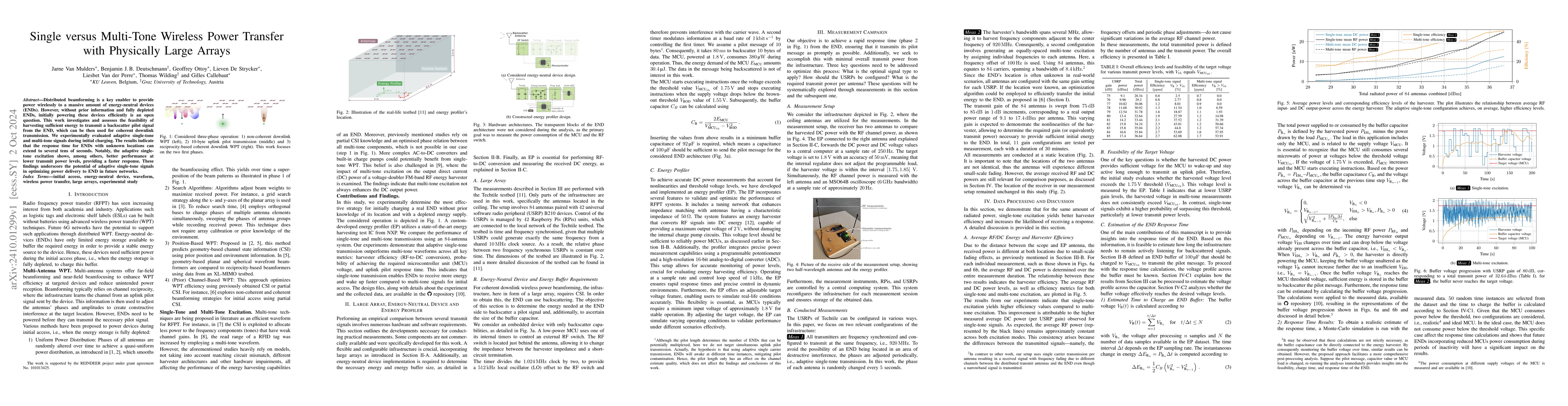 Thumbnail for Single versus Multi-Tone Wireless Power Transfer with Physically Large
  Array