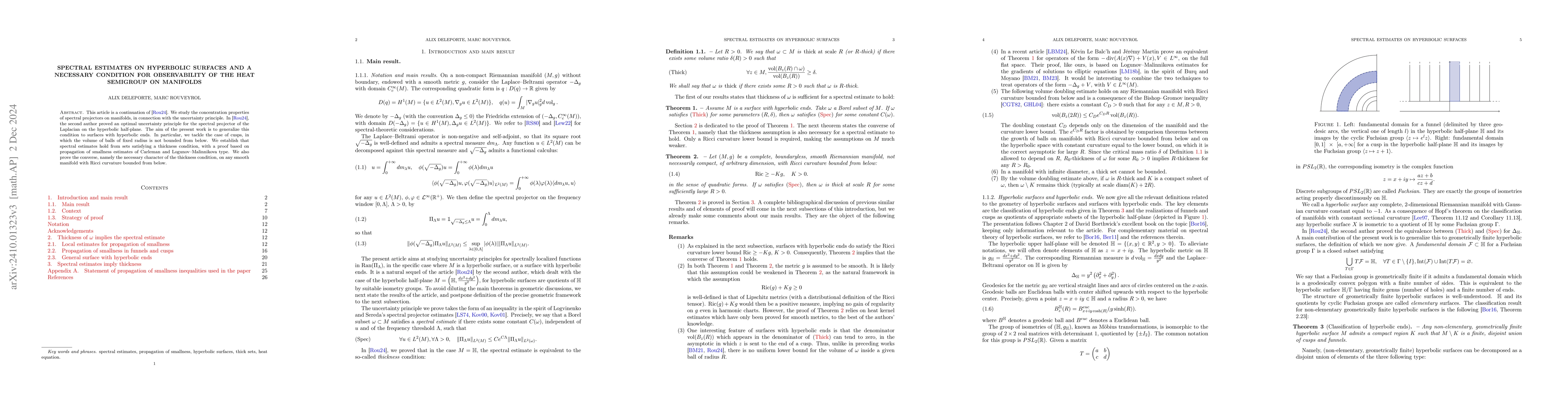 Thumbnail for Spectral estimates on hyperbolic surfaces and a necessary condition for
  observability of the heat semigroup on manifolds