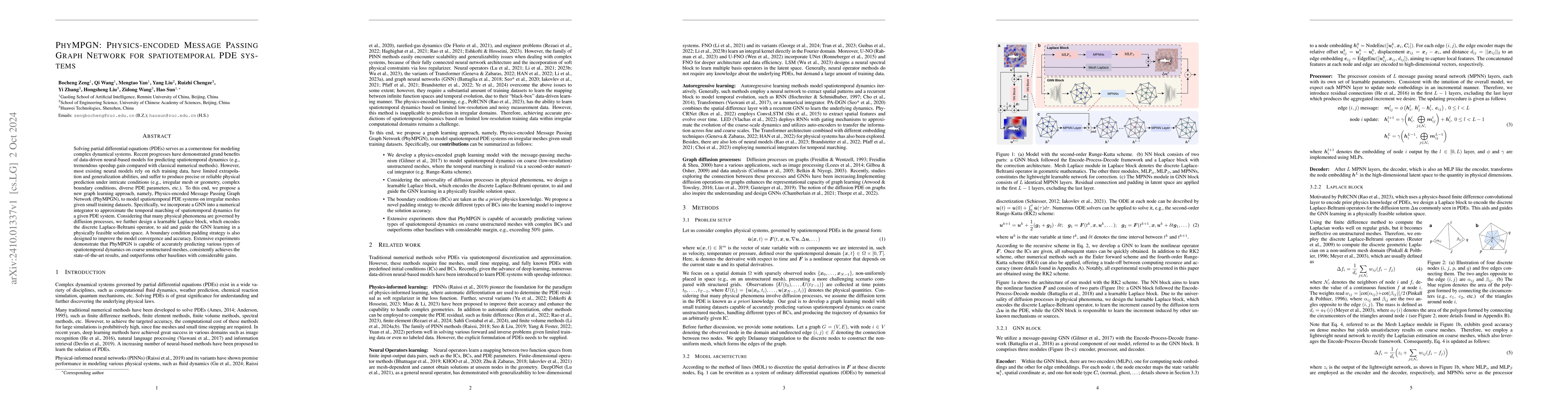 Thumbnail for PhyMPGN: Physics-encoded Message Passing Graph Network for
  spatiotemporal PDE systems