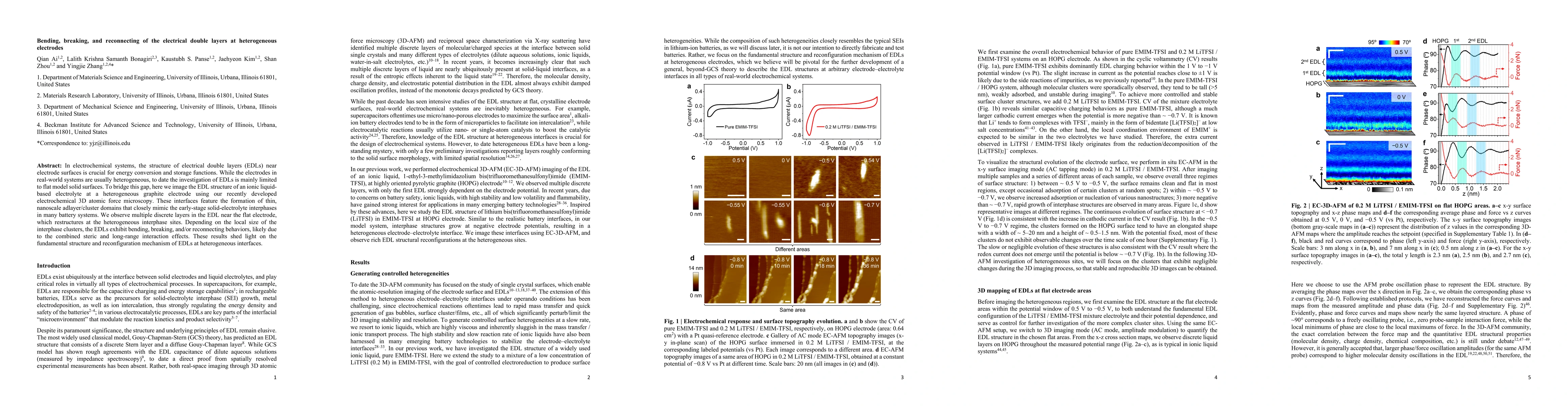 Thumbnail for Bending, breaking, and reconnecting of the electrical double layers at
  heterogeneous electrodes