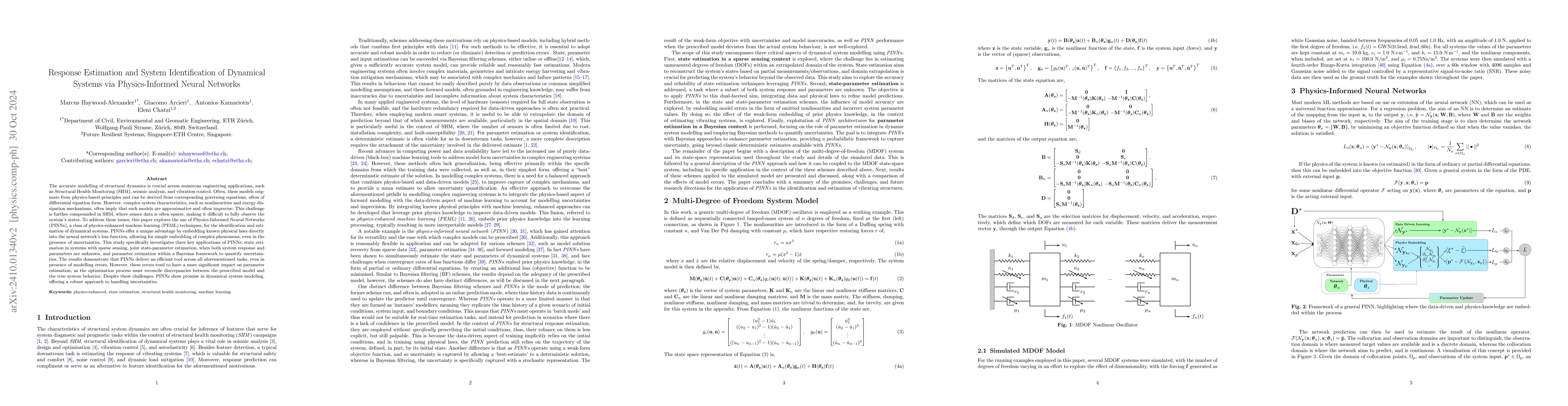 Thumbnail for Response Estimation and System Identification of Dynamical Systems via
  Physics-Informed Neural Networks