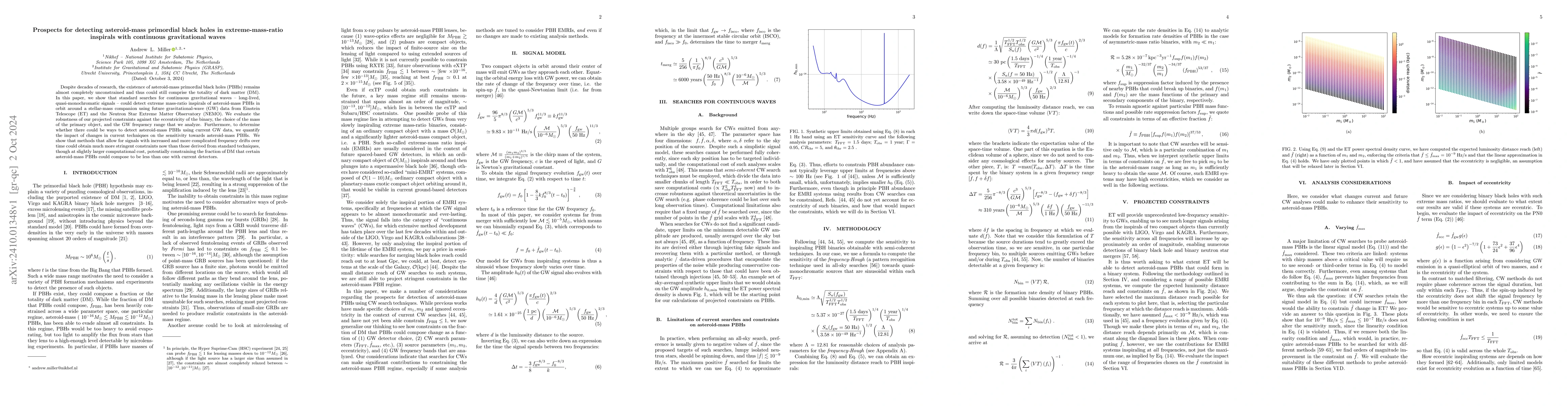 Thumbnail for Prospects for detecting asteroid-mass primordial black holes in
  extreme-mass-ratio inspirals with continuous gravitational waves