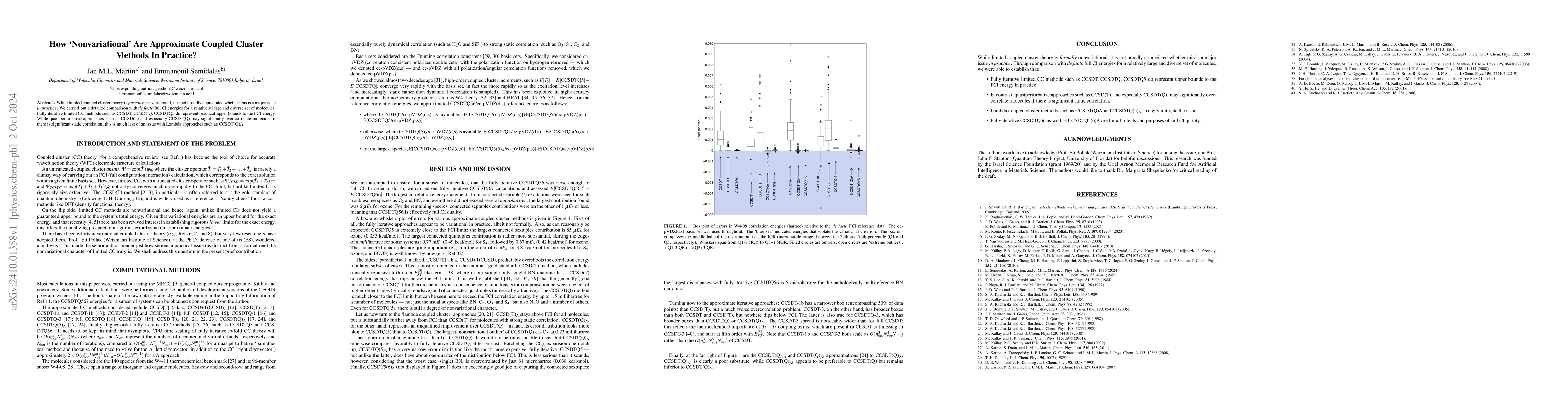 Thumbnail for How `Nonvariational' Are Approximate Coupled Cluster Methods In
  Practice?