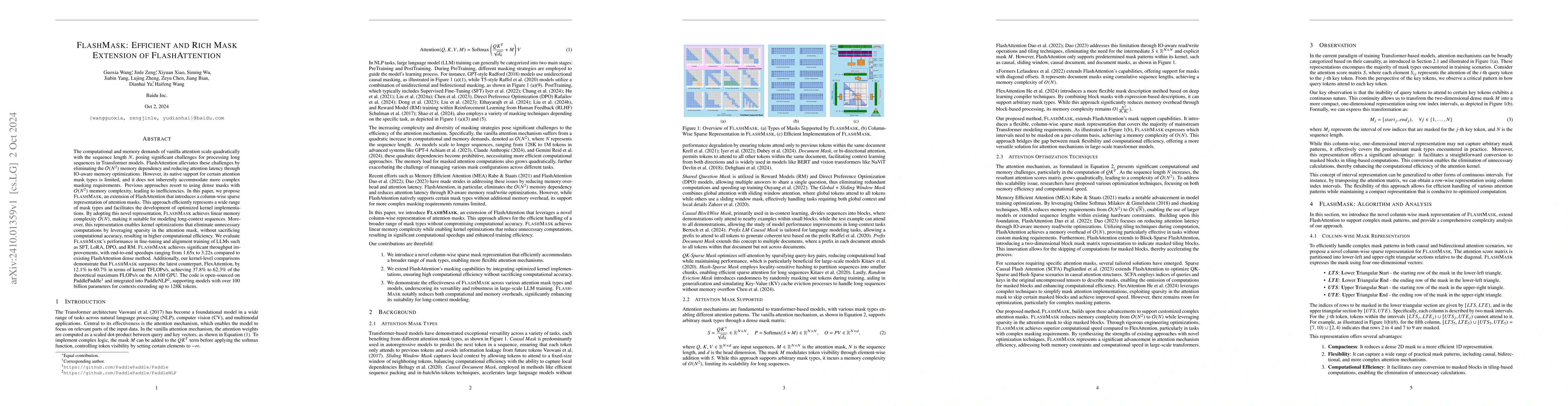 Thumbnail for FlashMask: Efficient and Rich Mask Extension of FlashAttention