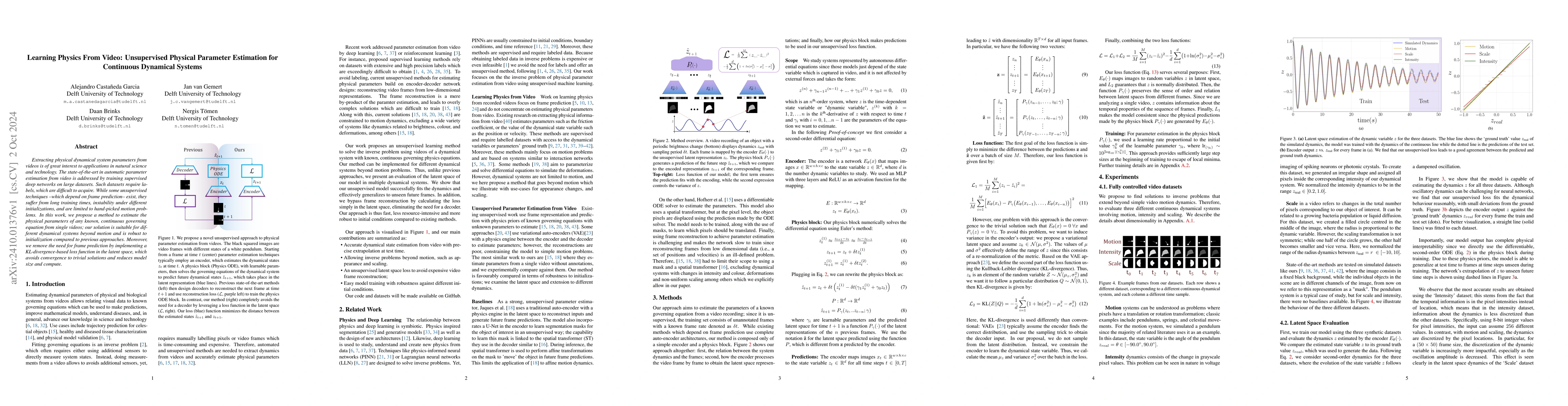 Thumbnail for Learning Physics From Video: Unsupervised Physical Parameter Estimation
  for Continuous Dynamical Systems