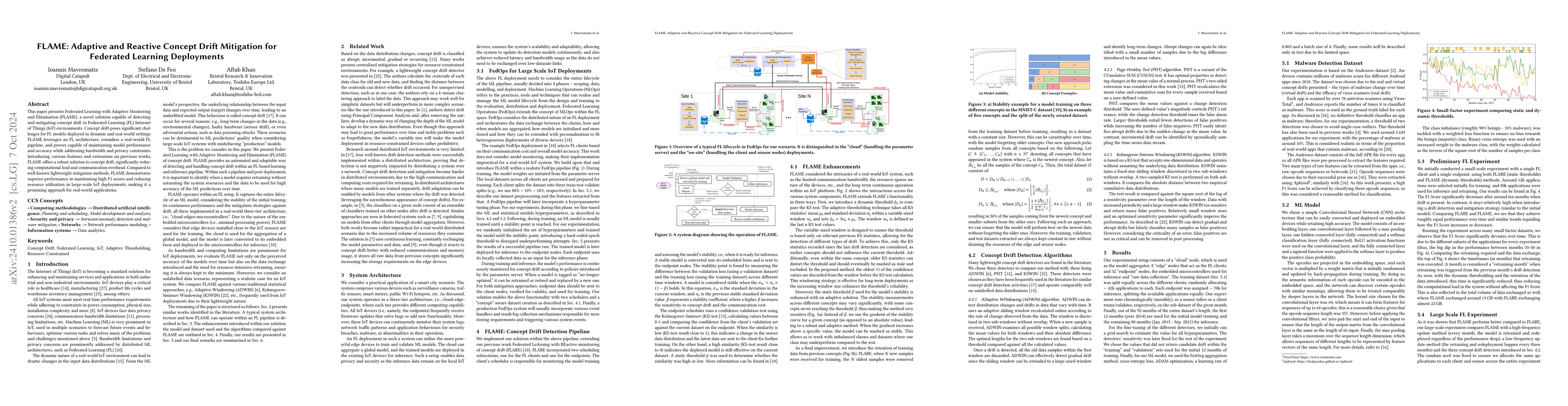 Thumbnail for FLAME: Adaptive and Reactive Concept Drift Mitigation for Federated
  Learning Deployments