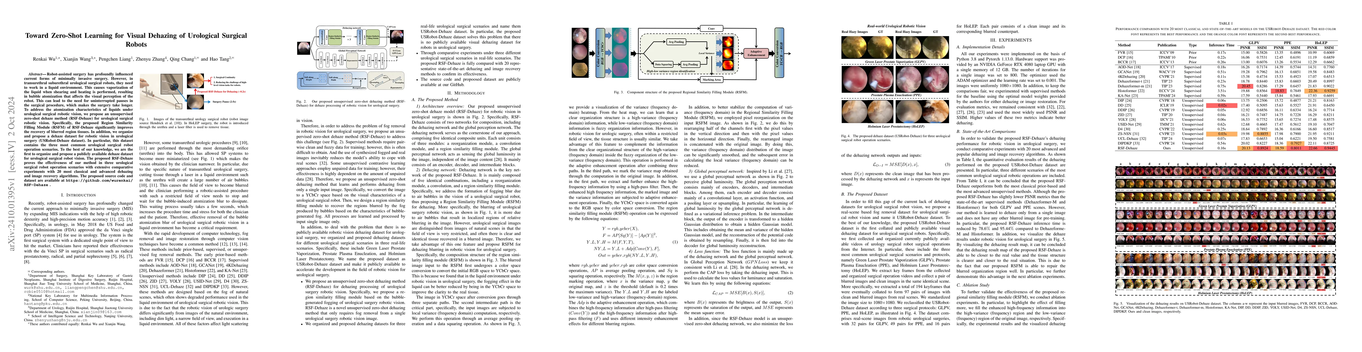 Thumbnail for Toward Zero-Shot Learning for Visual Dehazing of Urological Surgical
  Robots