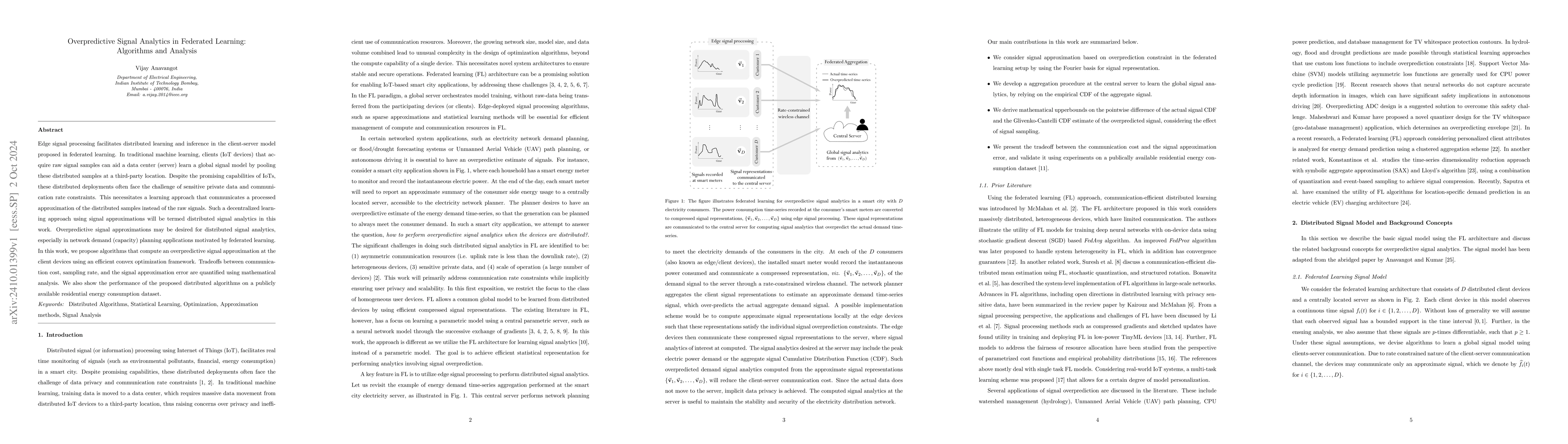 Thumbnail for Overpredictive Signal Analytics in Federated Learning: Algorithms and
  Analysis