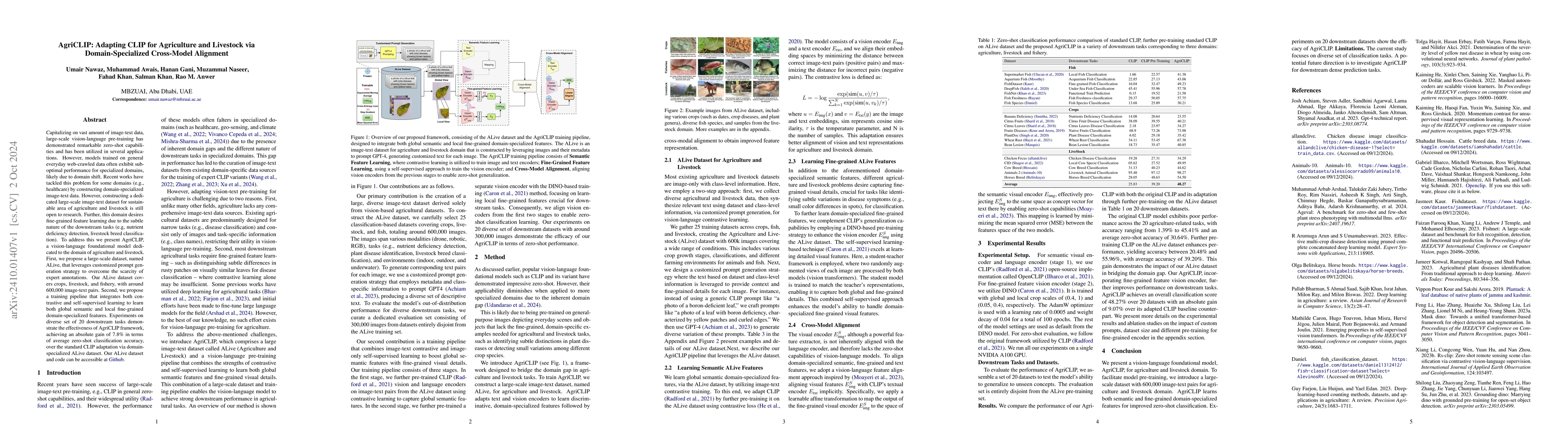 Thumbnail for AgriCLIP: Adapting CLIP for Agriculture and Livestock via
  Domain-Specialized Cross-Model Alignment