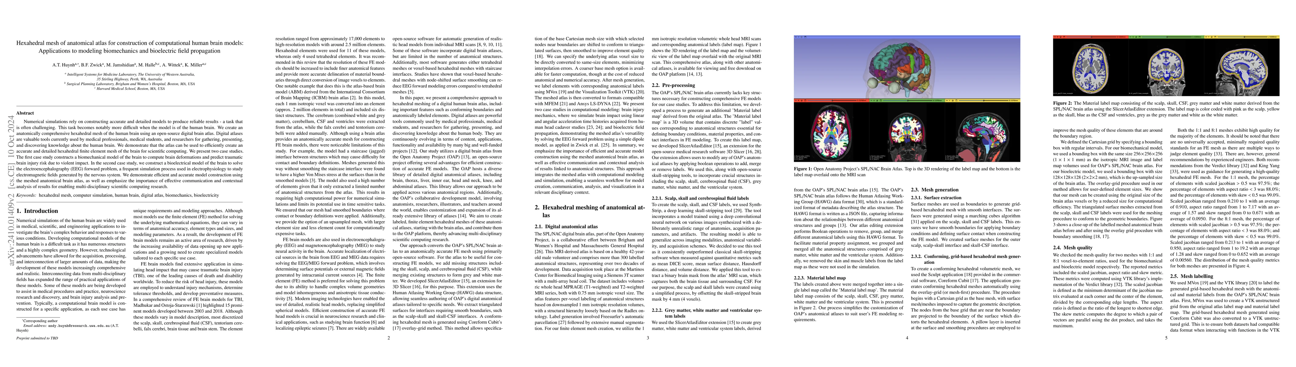 Thumbnail for Hexahedral mesh of anatomical atlas for construction of computational
  human brain models: Applications to modeling biomechanics and bioelectric
  field propagation