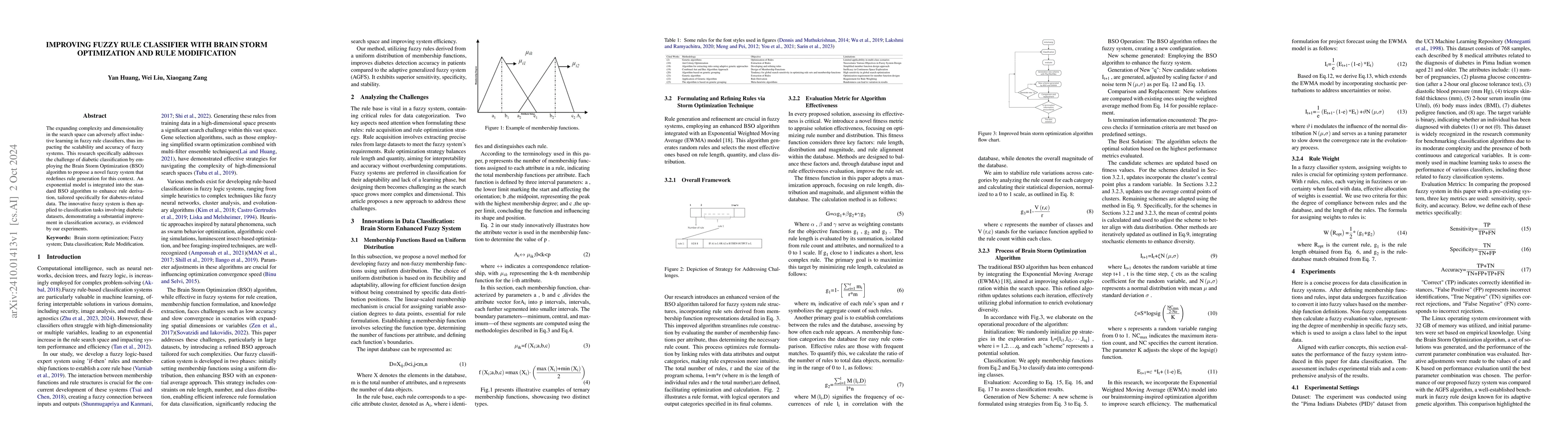 Thumbnail for Improving Fuzzy Rule Classifier with Brain Storm Optimization and Rule
  Modification