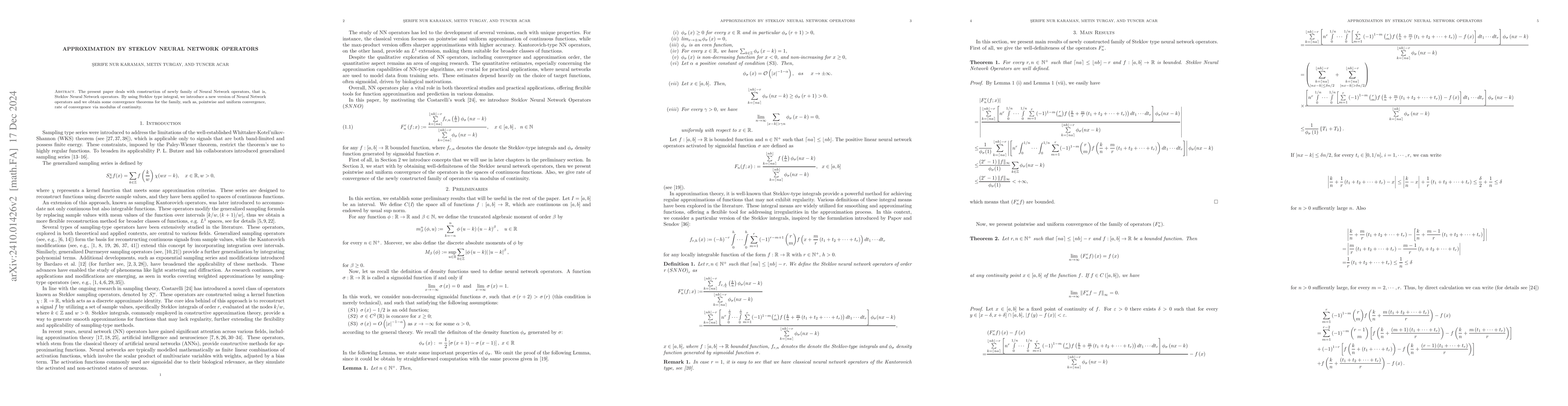 Thumbnail for Approximation by Steklov Neural Network Operators