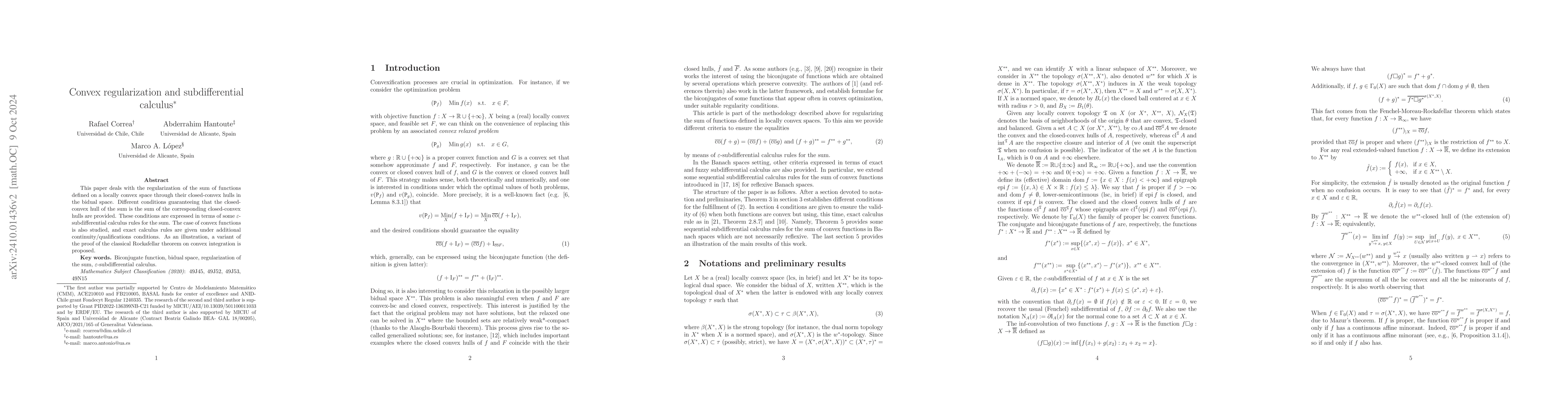 Thumbnail for Convex regularization and subdifferential calculus