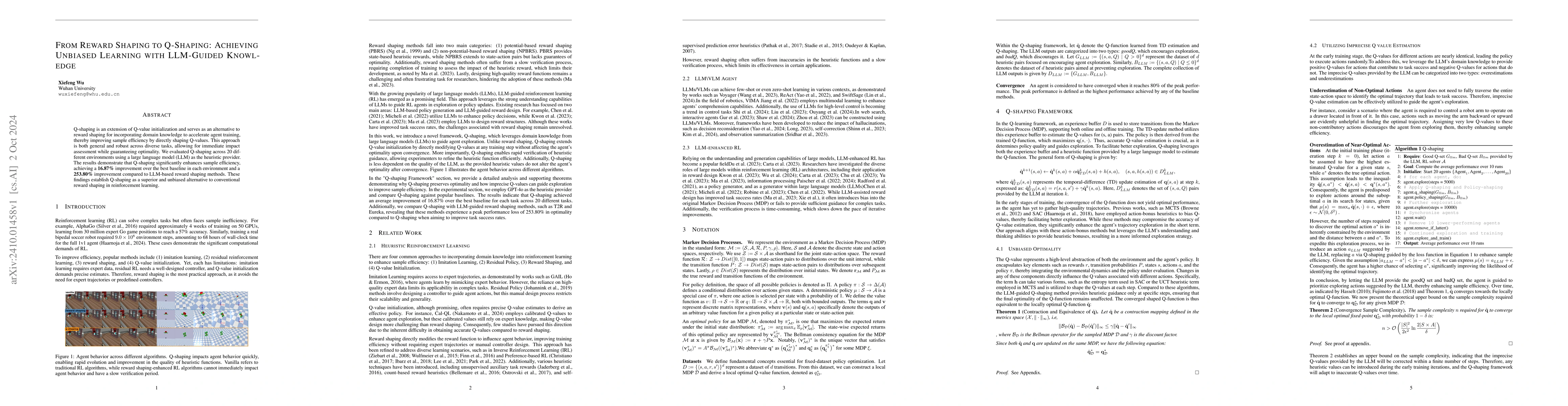 Thumbnail for From Reward Shaping to Q-Shaping: Achieving Unbiased Learning with
  LLM-Guided Knowledge