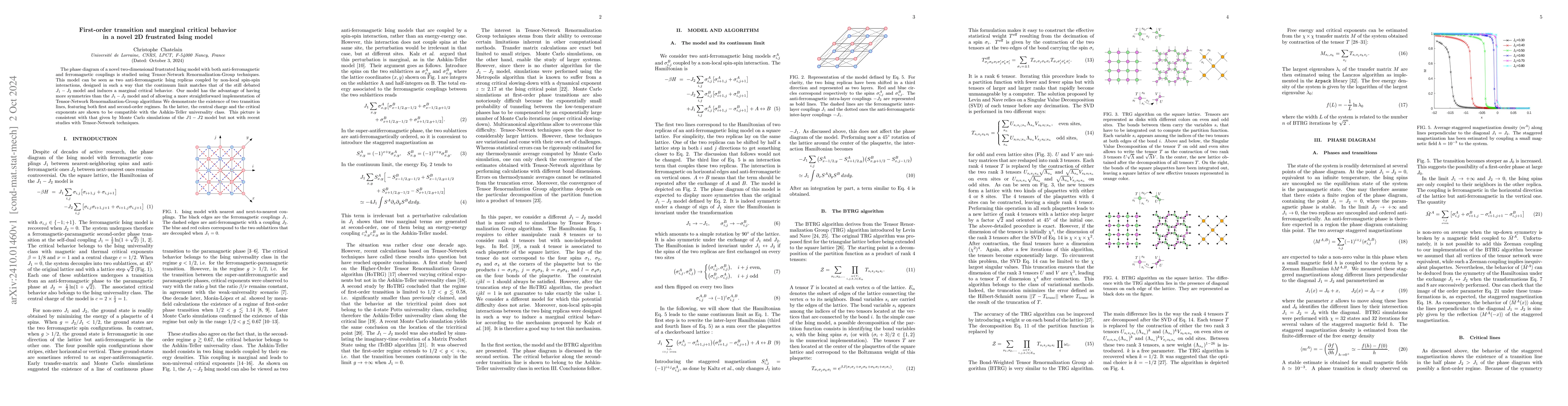 Thumbnail for First-order transition and marginal critical behavior in a novel 2D
  frustrated Ising model