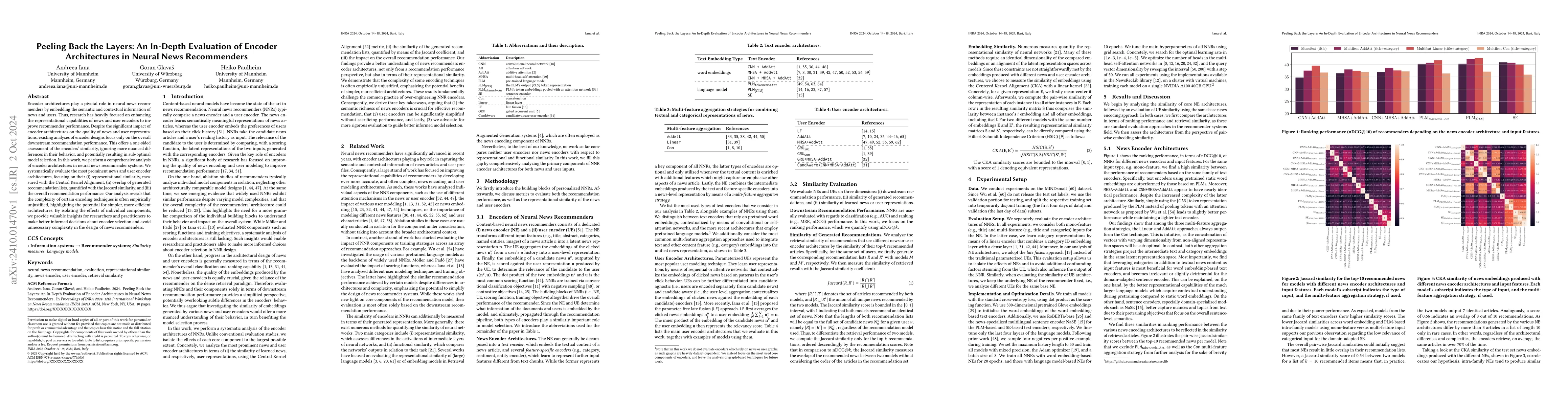 Thumbnail for Peeling Back the Layers: An In-Depth Evaluation of Encoder Architectures
  in Neural News Recommenders
