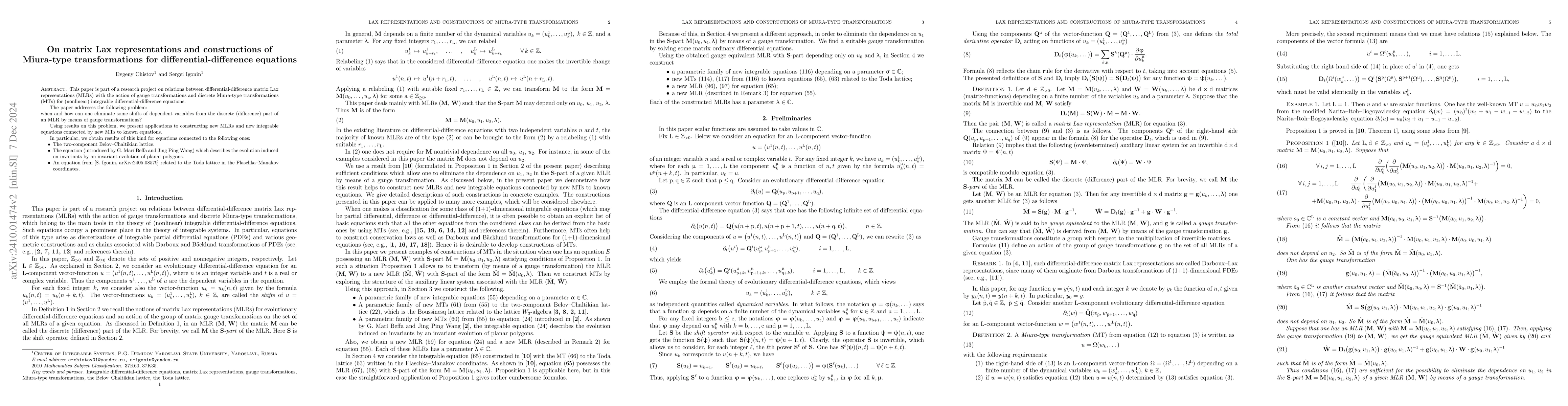 Thumbnail for On matrix Lax representations and constructions of Miura-type
  transformations for differential-difference equations