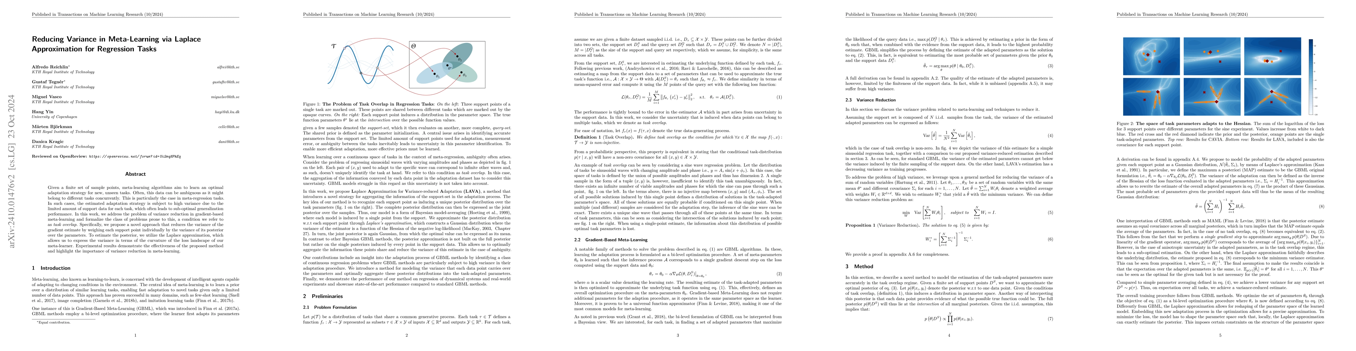 Thumbnail for Reducing Variance in Meta-Learning via Laplace Approximation for
  Regression Tasks