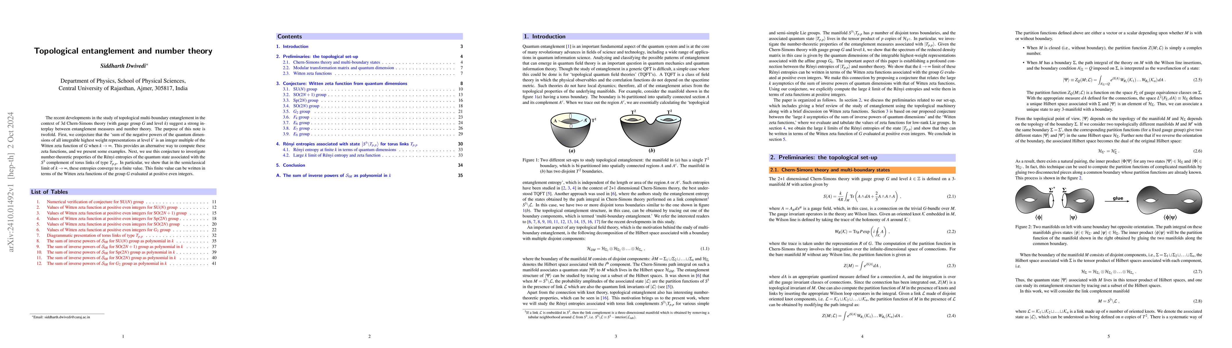 Thumbnail for Topological entanglement and number theory
