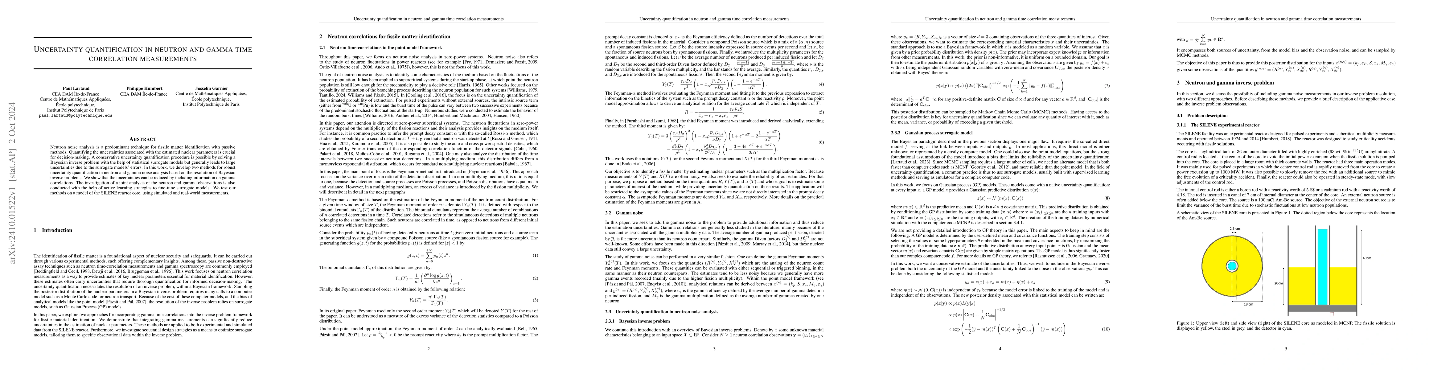 Thumbnail for Uncertainty quantification in neutron and gamma time correlation
  measurements