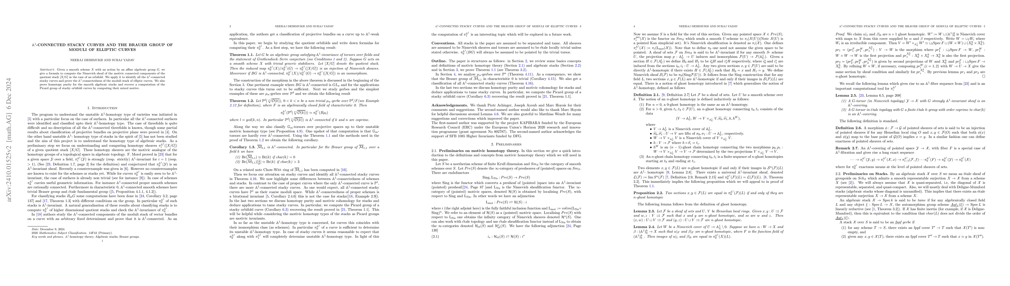 Thumbnail for $\mathbb{A}^1$-connected stacky curves and the Brauer group of moduli of
  elliptic curves