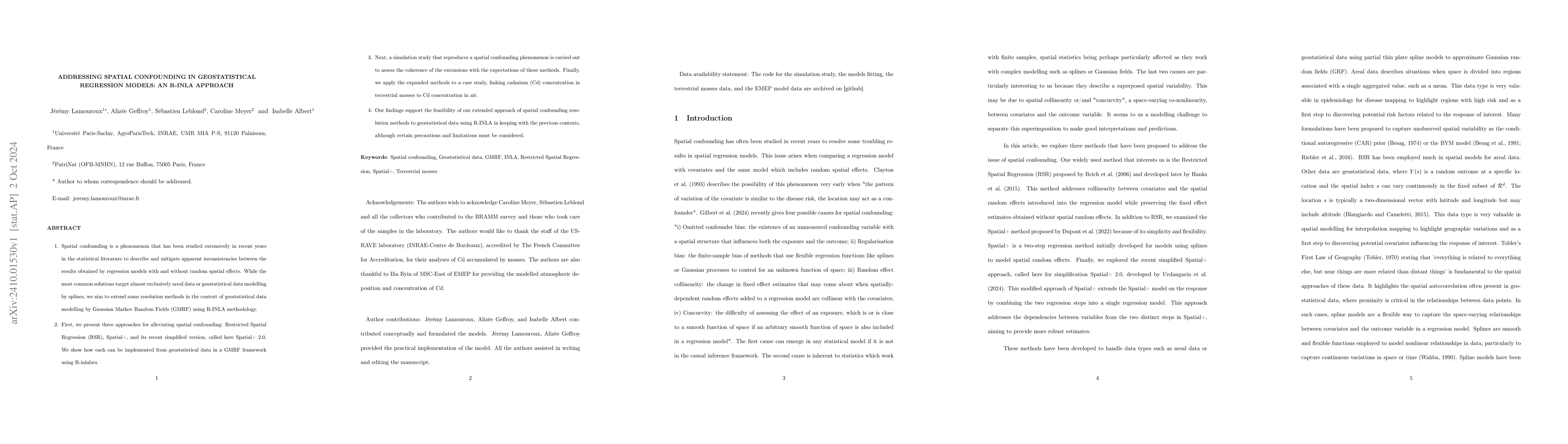 Thumbnail for Addressing Spatial Confounding in geostatistical regression models: An
  R-INLA approach