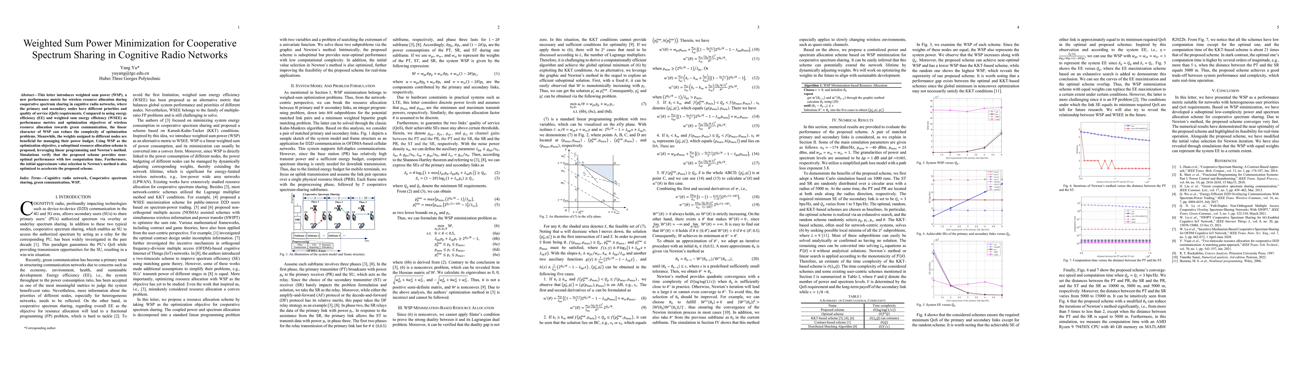 Thumbnail for Weighted Sum Power Minimization for Cooperative Spectrum Sharing in
  Cognitive Radio Networks