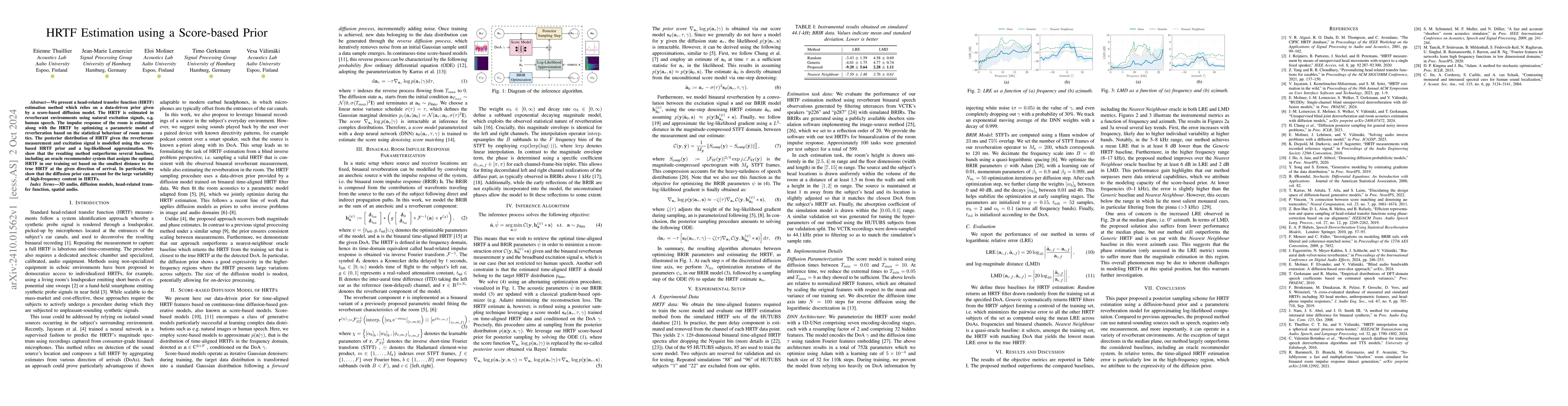 Thumbnail for HRTF Estimation using a Score-based Prior