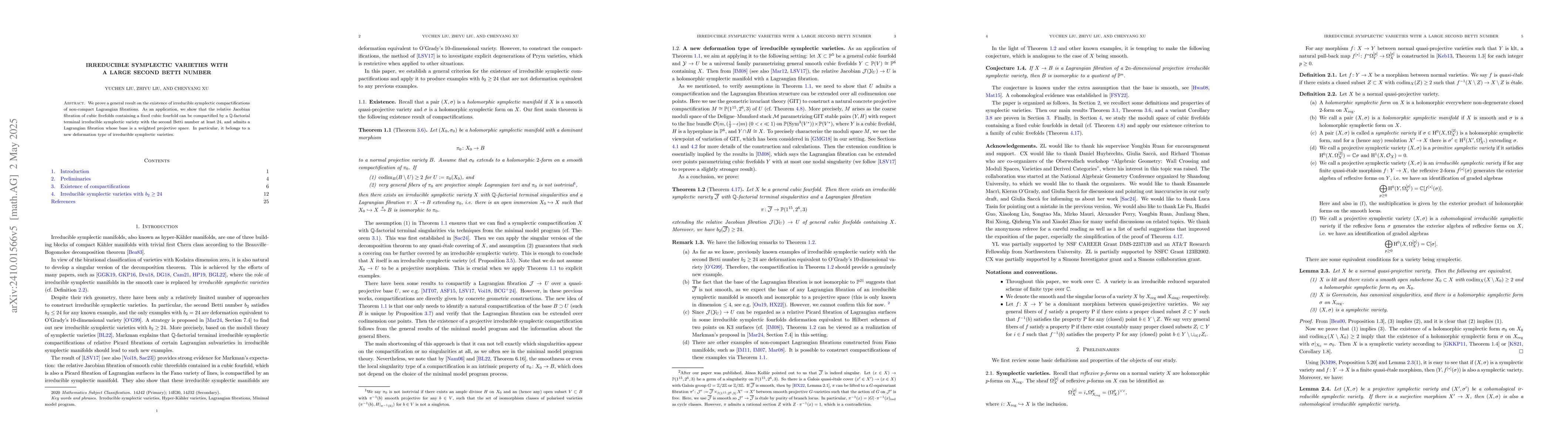 Thumbnail for Irreducible symplectic varieties with a large second Betti number