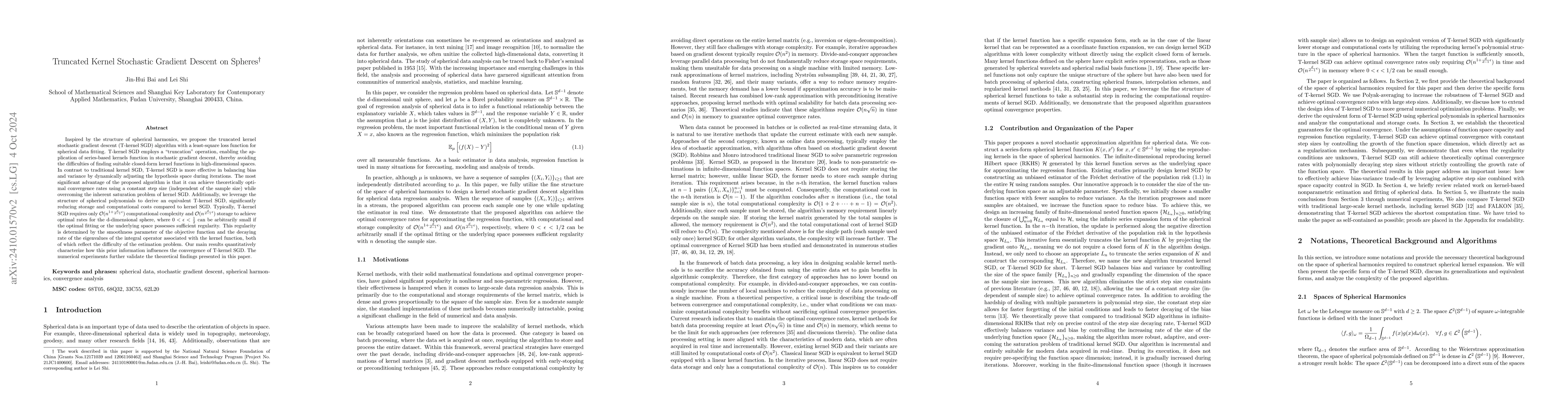 Thumbnail for Truncated Kernel Stochastic Gradient Descent on Spheres