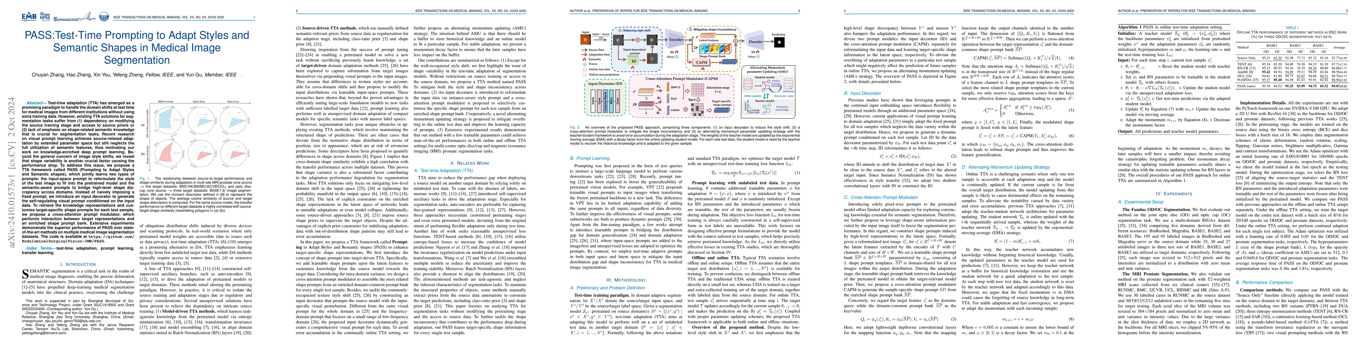 Thumbnail for PASS:Test-Time Prompting to Adapt Styles and Semantic Shapes in Medical
  Image Segmentation