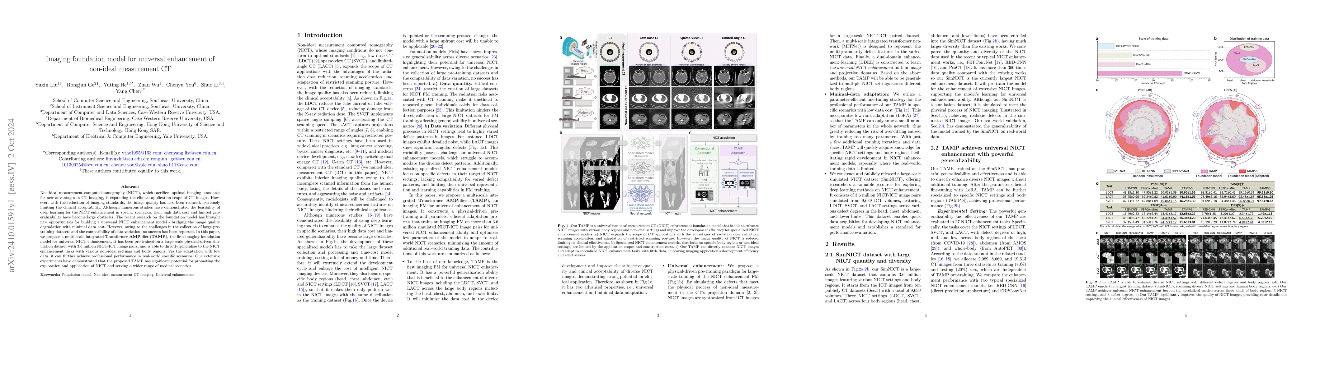 Thumbnail for Imaging foundation model for universal enhancement of non-ideal
  measurement CT
