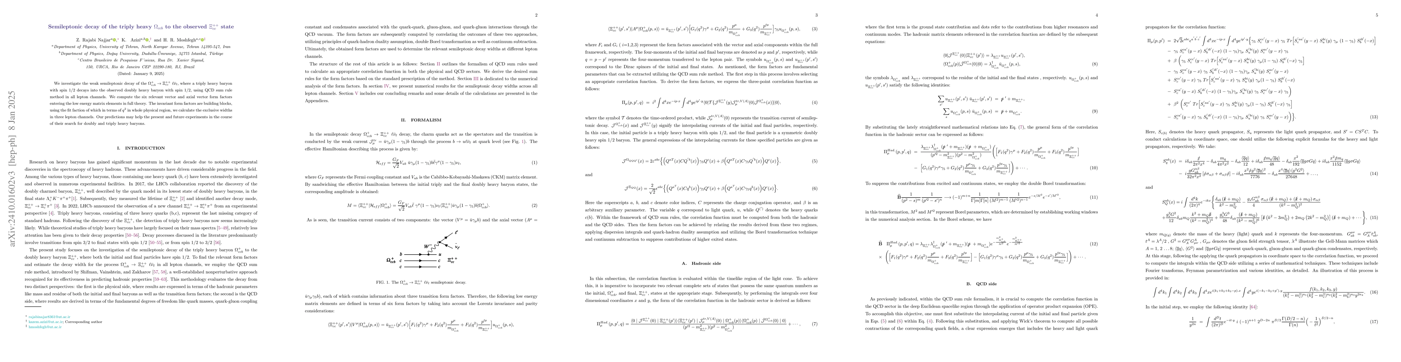 Thumbnail for Semileptonic decay of the triply heavy $Ω_{ccb}$ to the observed
  $Ξ^{++}_{cc}$ state