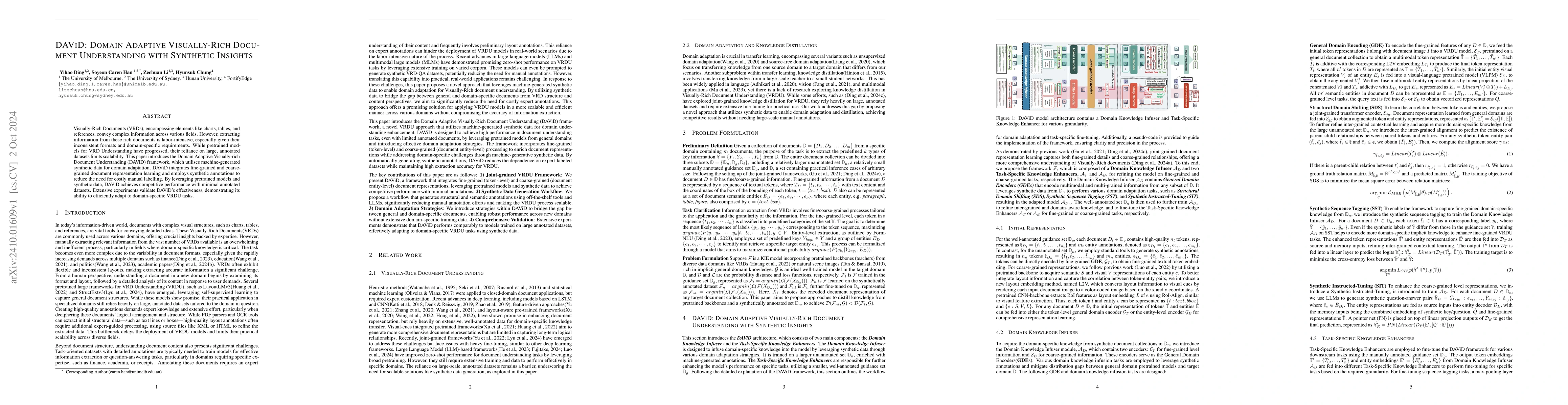 Thumbnail for DAViD: Domain Adaptive Visually-Rich Document Understanding with
  Synthetic Insights