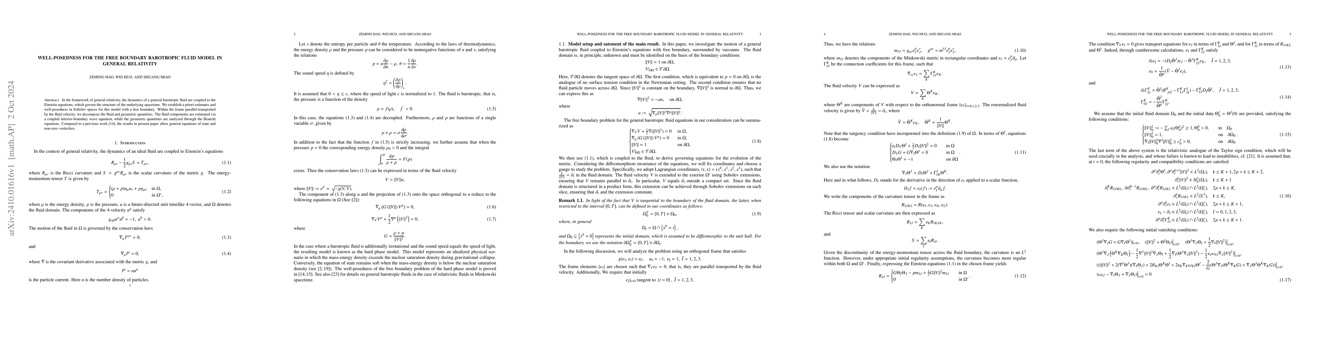Thumbnail for Well-posedness for the free boundary barotropic fluid model in general
  relativity